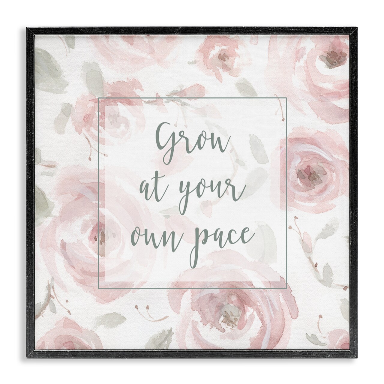 Stupell Industries Grow at Your Pace Florals Framed Giclee, design by Carol Robinson